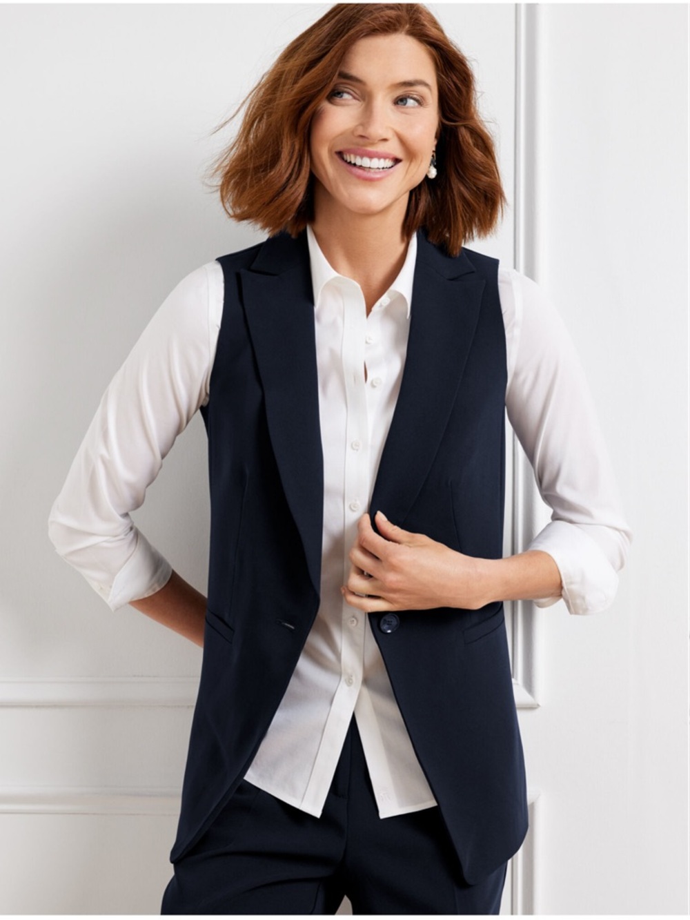 Talbots Navy Sleeveless Blazer Vest